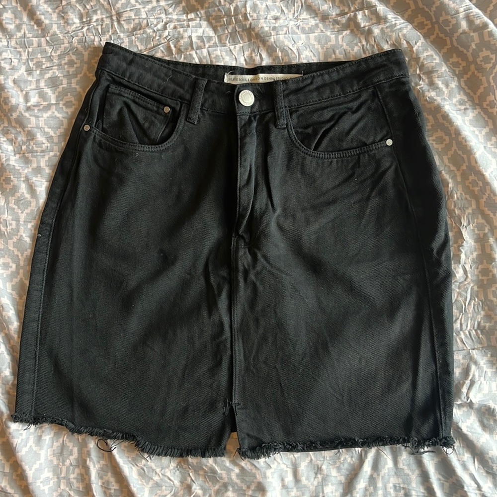 Black denim skirt